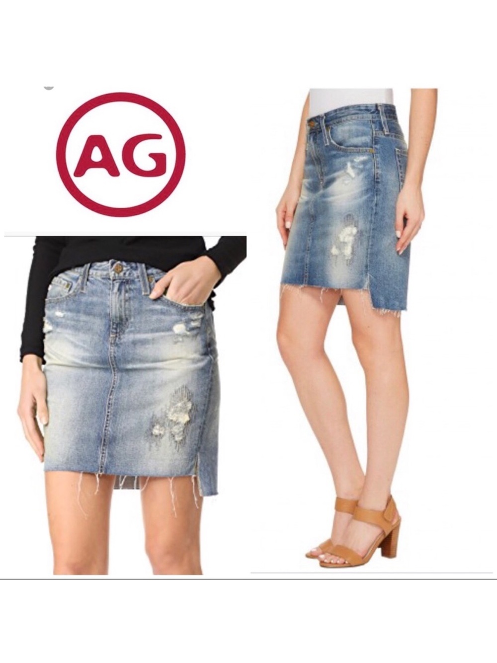 Adriano Goldschmied AG The Erin Distressed Skirt Size 31